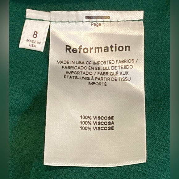 NWT Reformation Emerald Celestia Midi Spaghetti Strap Dress - Sz 8 - Picture 12 of 13